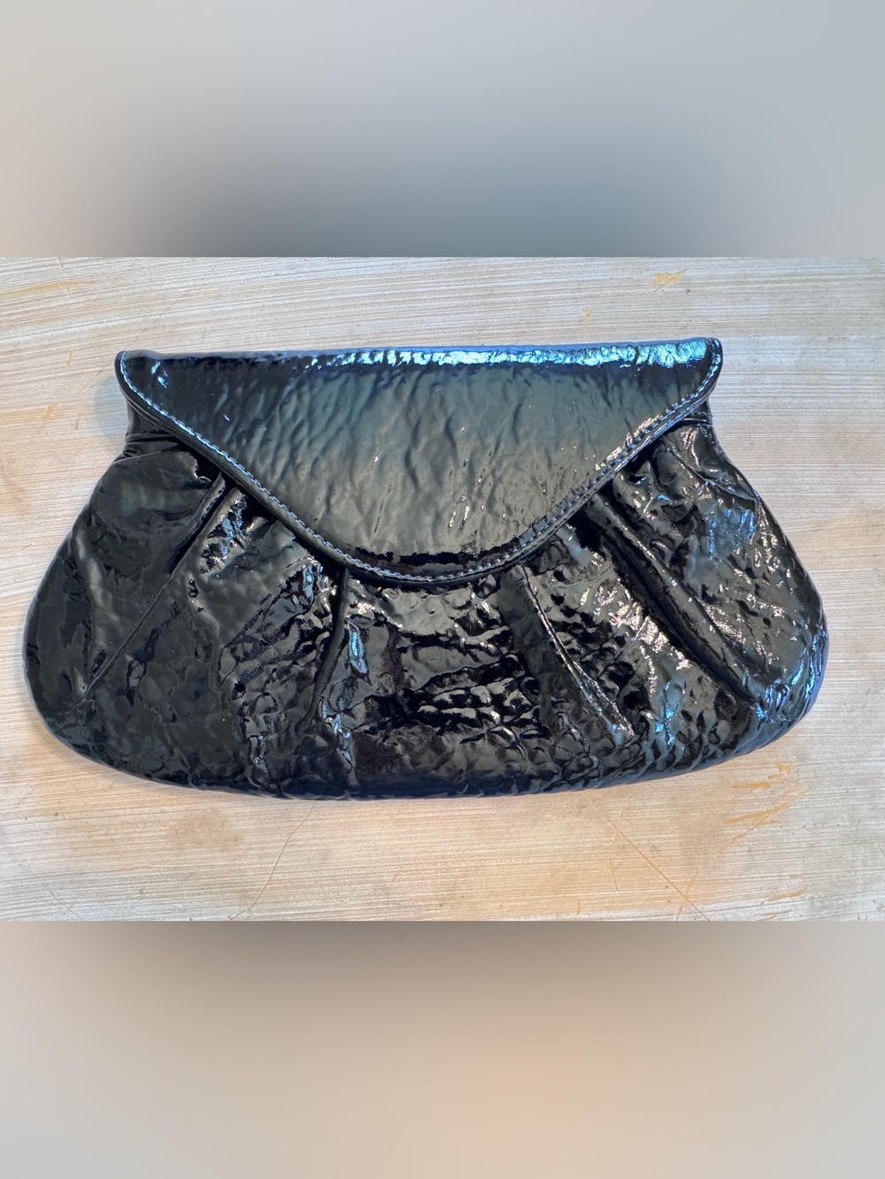 Lauren Merkin Glossy Black Patent Leather Clutch
